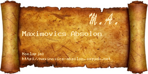 Maximovics Absolon névjegykártya
